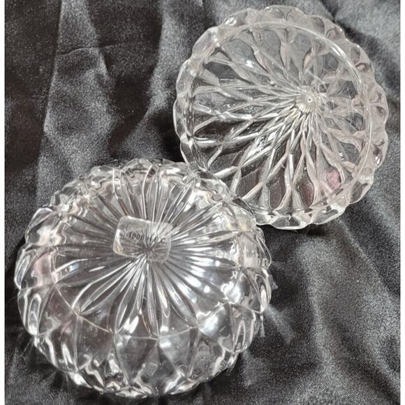 Vtg 1996 Clear Cut Glass Trinket Jar Jewelry Candy Keepsake Teardrop Shape Lid - Picture 9 of 11